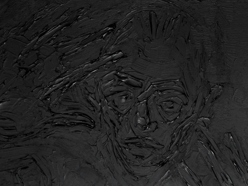 Bruno Cluzel peinture monochrome noir derrière le miroir